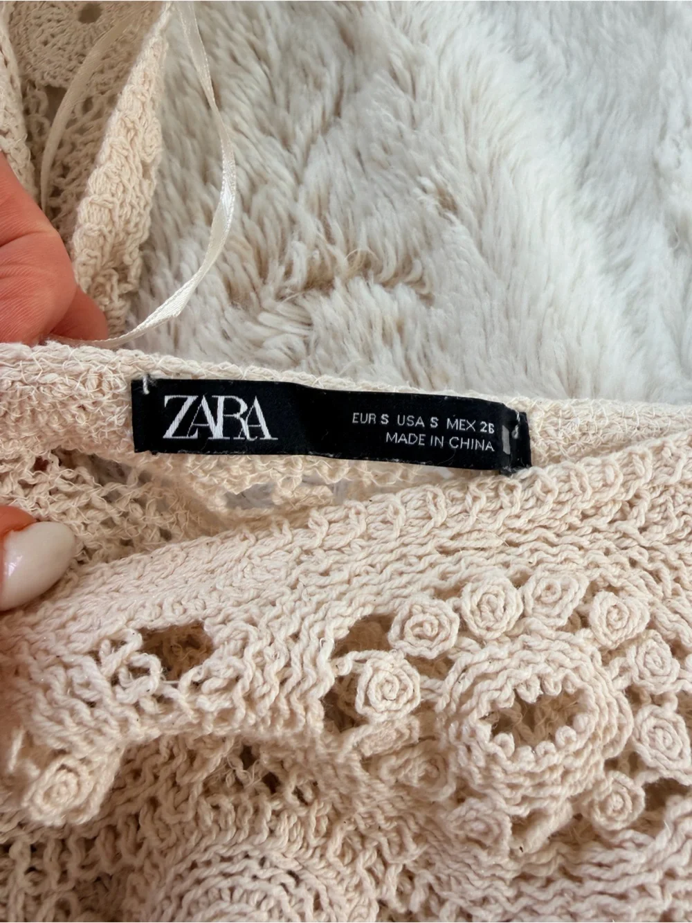 🤍 Zara Bohemian Embroidered Coastal Cowgirl Cottagecore Crochet Crop Top Size S - Picture 6 of 12